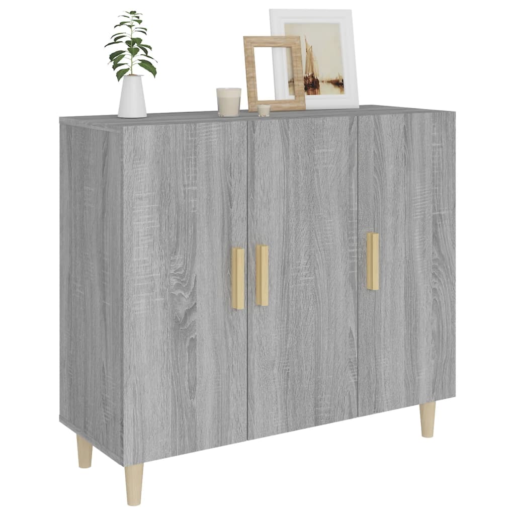 vidaXL Szafka, szary dąb sonoma, 90x34x80 cm, materiał drewnopochodny