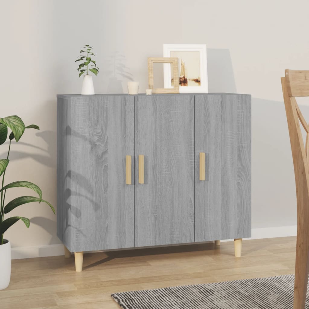 vidaXL Szafka, szary dąb sonoma, 90x34x80 cm, materiał drewnopochodny