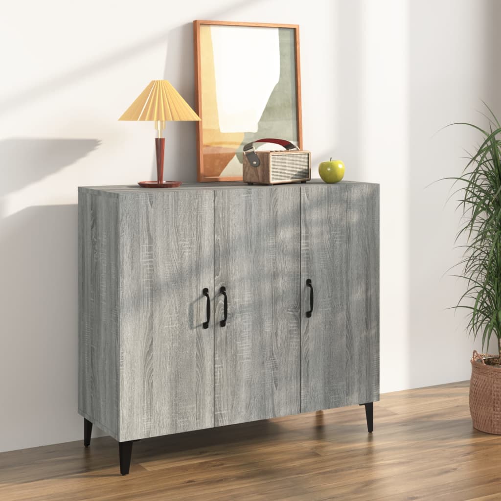 vidaXL Szafka, szary dąb sonoma, 90x34x80 cm, materiał drewnopochodny