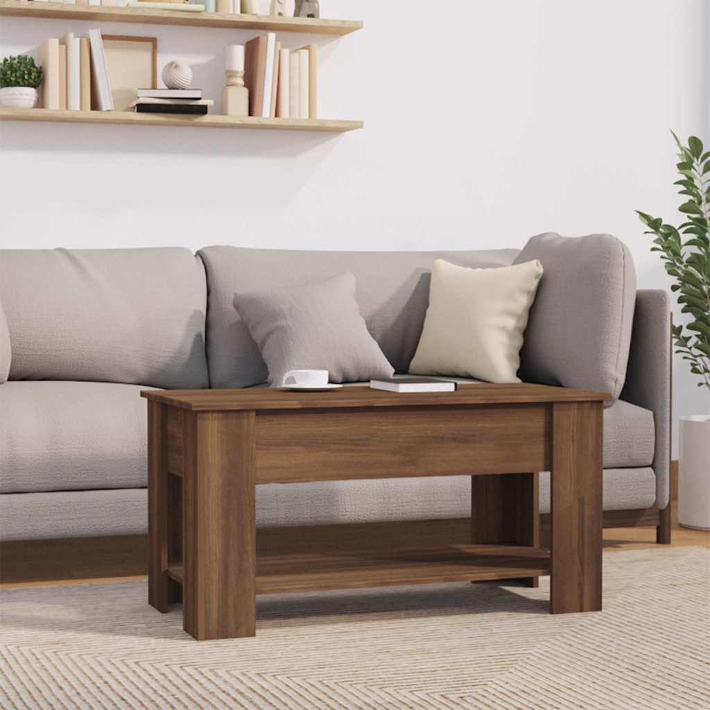 vidaXL Stolik kawowy, brązowy dąb 101x49x52 cm materiał drewnopochodny