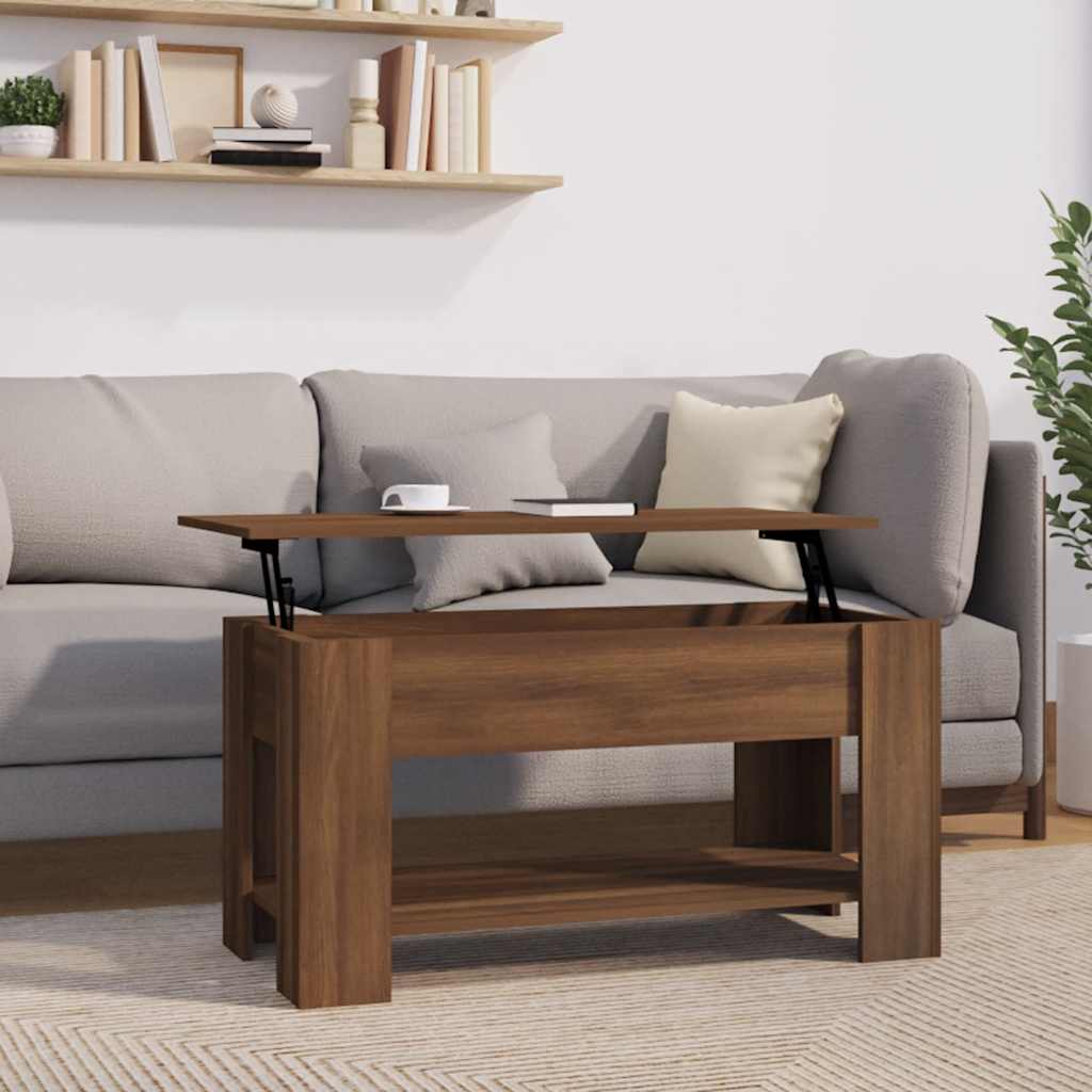 vidaXL Stolik kawowy, brązowy dąb 101x49x52 cm materiał drewnopochodny
