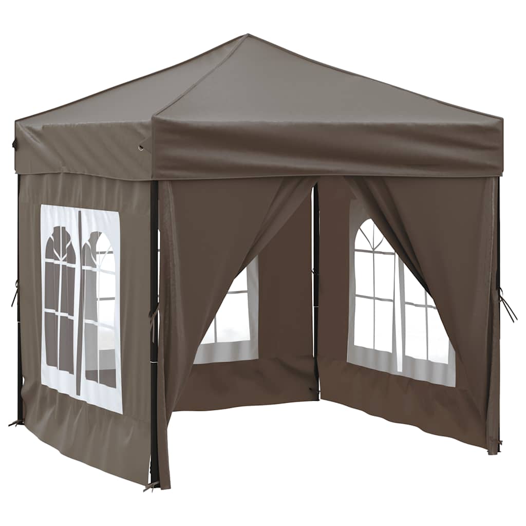 vidaXL Składany namiot imprezowy ze ściankami, taupe, 2x2 m