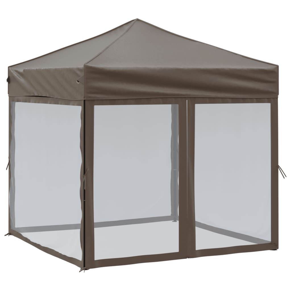 vidaXL Składany namiot imprezowy ze ściankami, taupe, 2x2 m