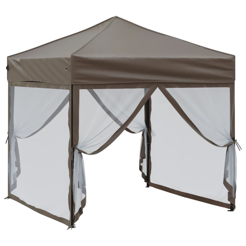 vidaXL Składany namiot imprezowy ze ściankami, taupe, 2x2 m