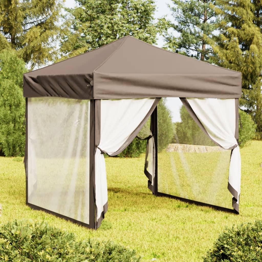 vidaXL Składany namiot imprezowy ze ściankami, taupe, 2x2 m