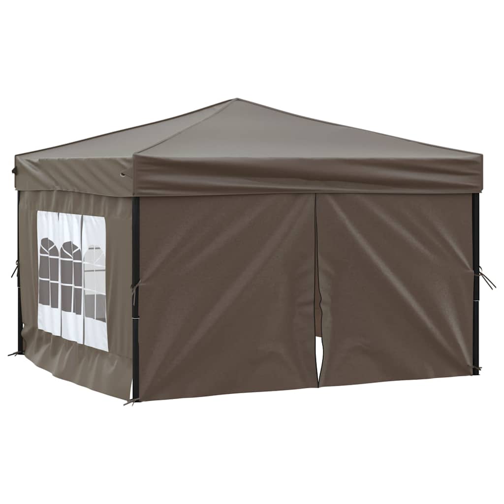 vidaXL Składany namiot imprezowy ze ściankami, taupe, 3x3 m
