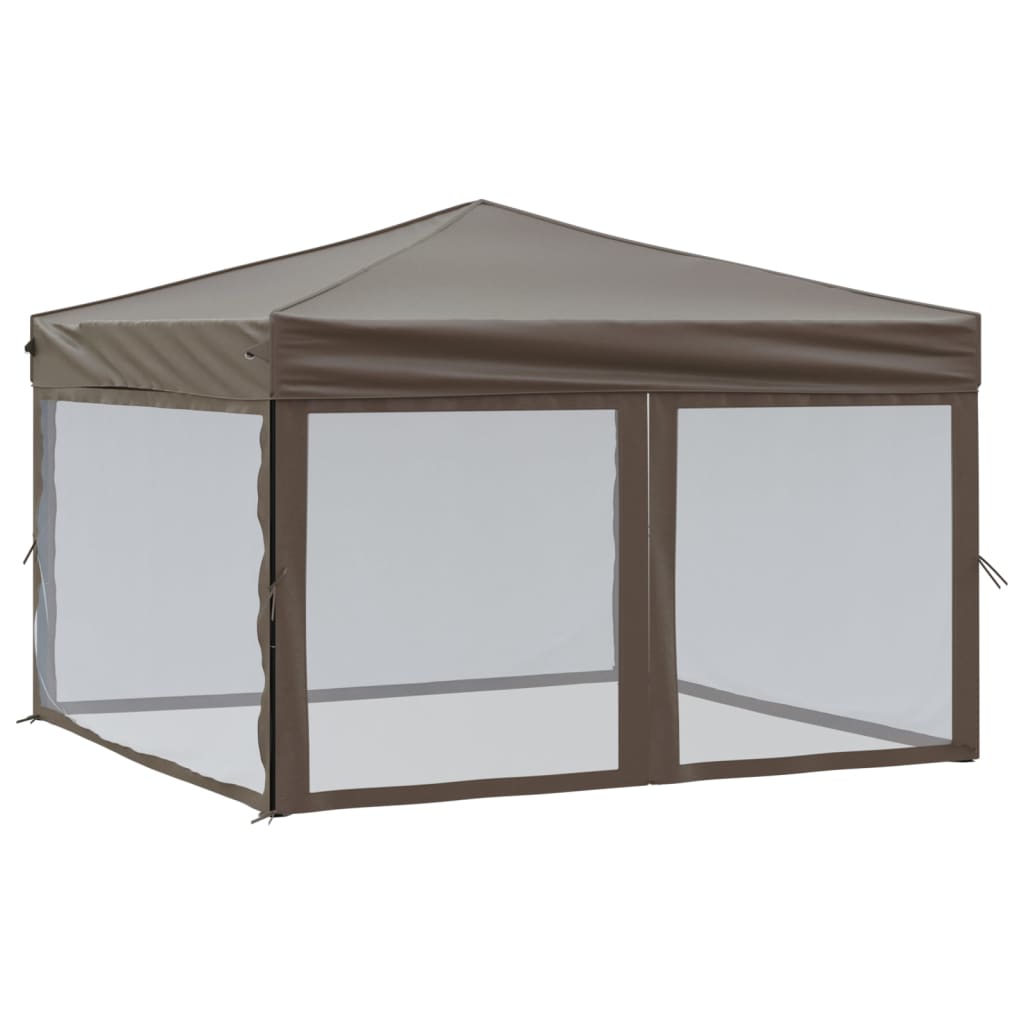 vidaXL Składany namiot imprezowy ze ściankami, taupe, 3x3 m