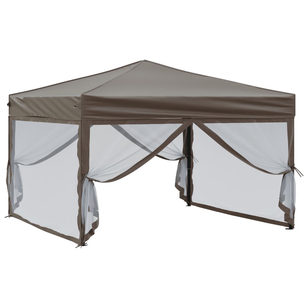 vidaXL Składany namiot imprezowy ze ściankami, taupe, 3x3 m