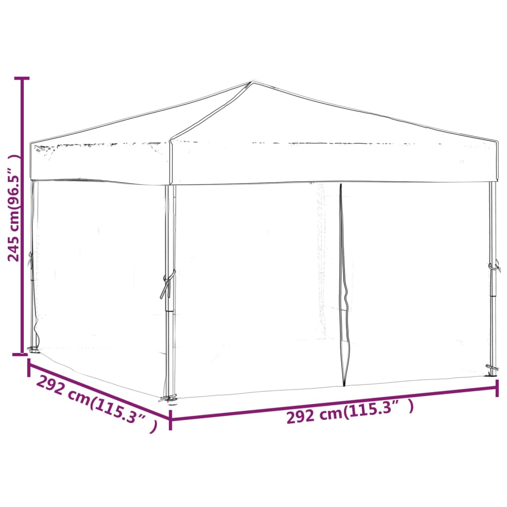 vidaXL Składany namiot imprezowy ze ściankami, taupe, 3x3 m