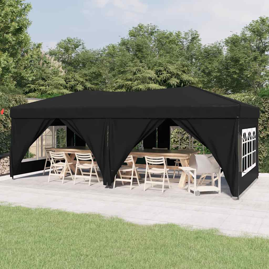 vidaXL Składany namiot imprezowy ze ściankami, czarny, 3x6 m