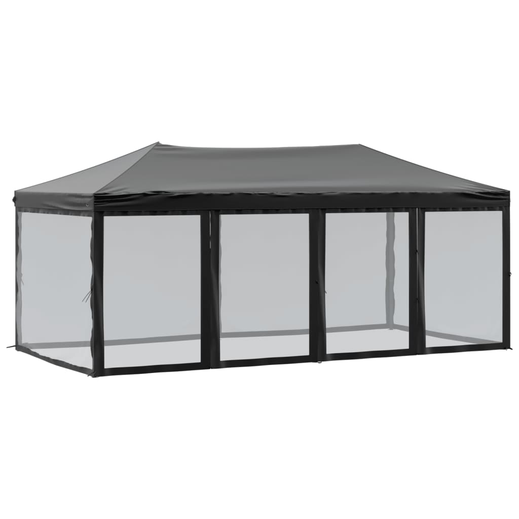 vidaXL Składany namiot imprezowy ze ściankami, czarny, 3x6 m