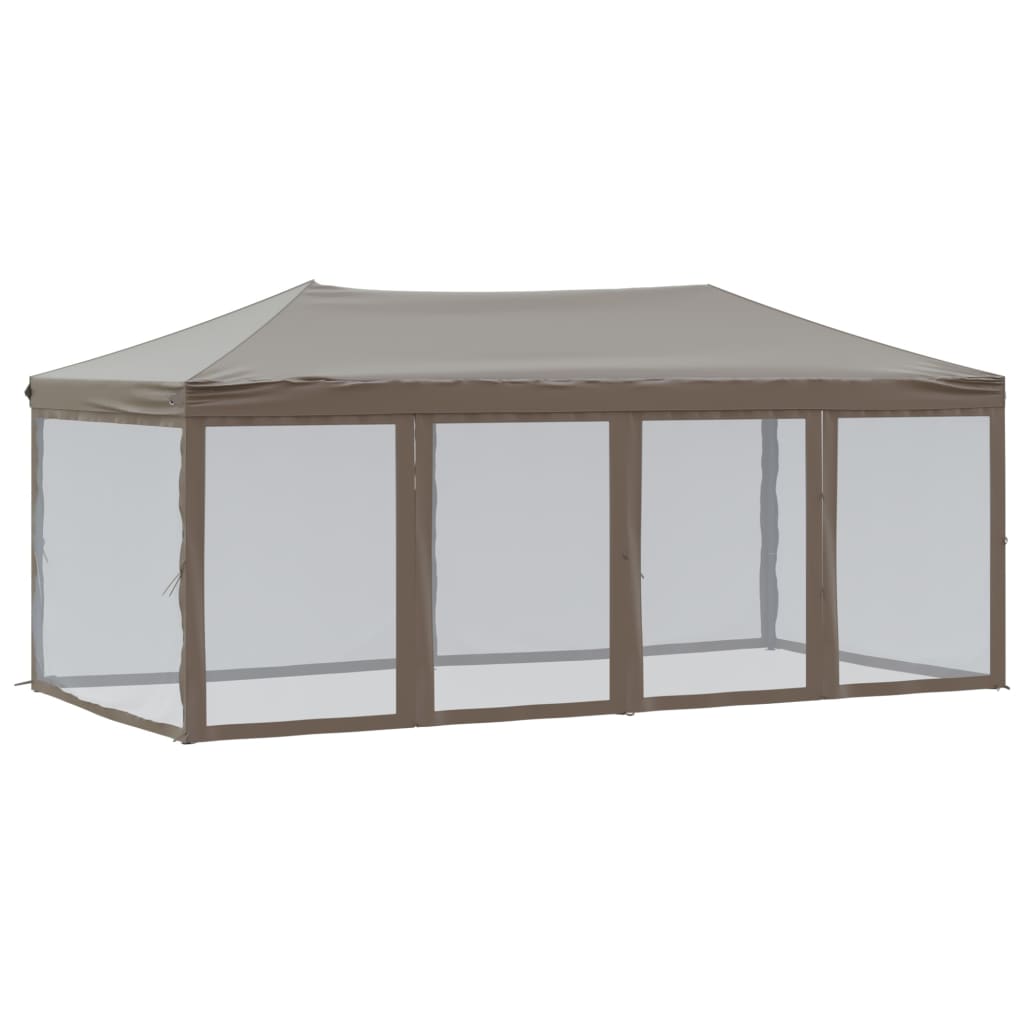 vidaXL Składany namiot imprezowy ze ściankami, kolor taupe, 3x6 m