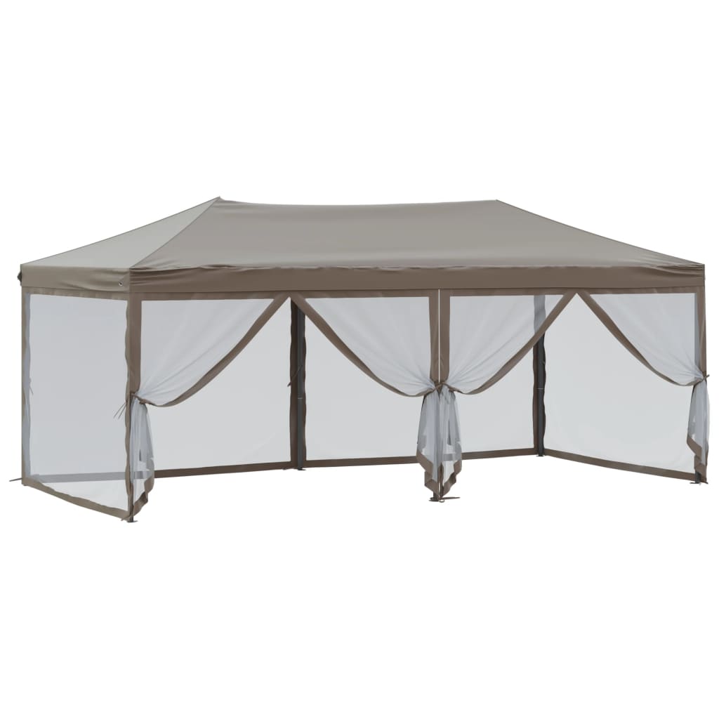 vidaXL Składany namiot imprezowy ze ściankami, kolor taupe, 3x6 m