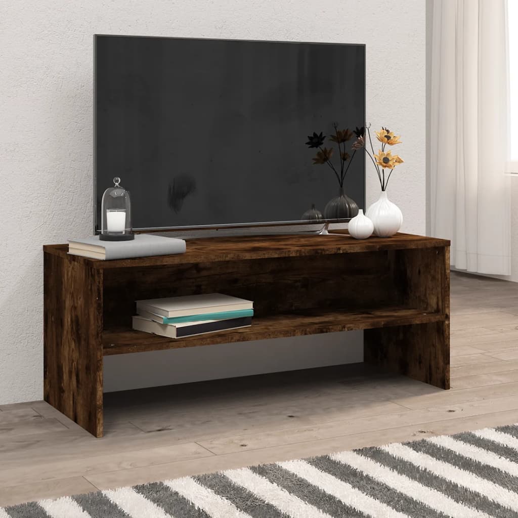 vidaXL Szafka pod telewizor, przydymiony dąb, 100x40x40 cm