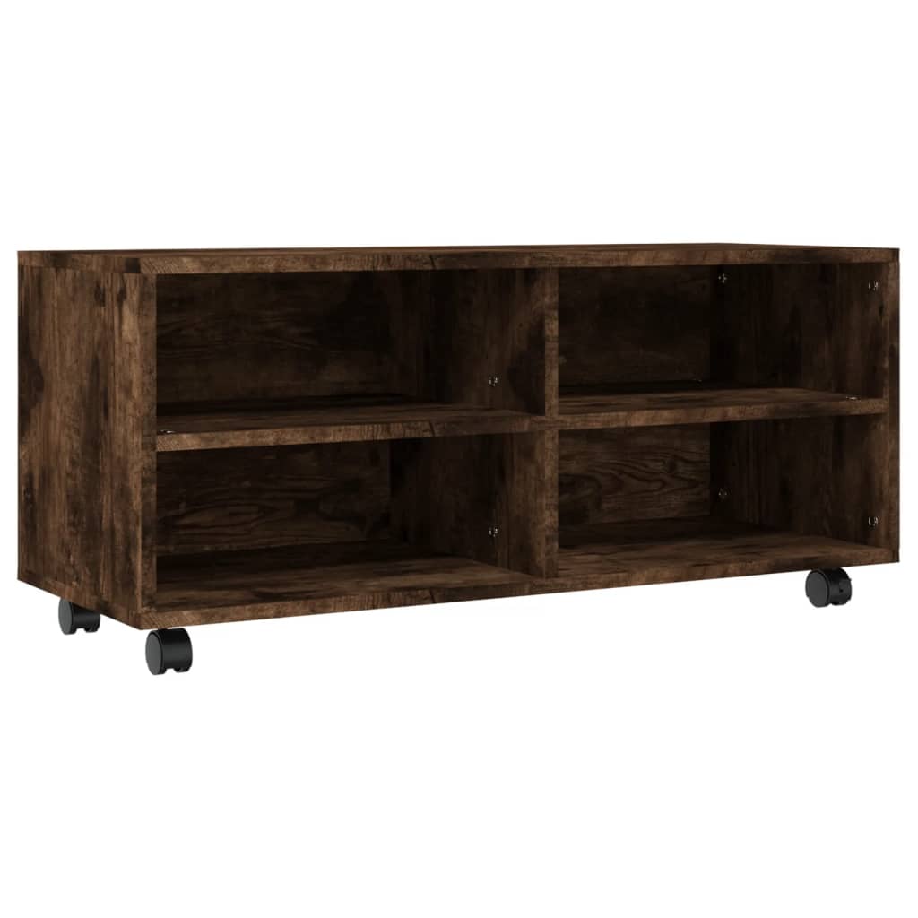 vidaXL Szafka pod TV, na kółkach, przydymiony dąb, 90x35x35 cm
