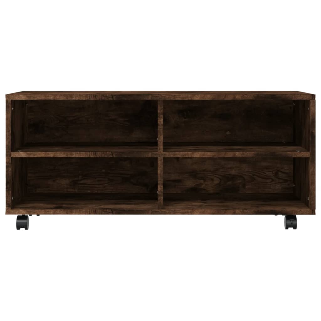 vidaXL Szafka pod TV, na kółkach, przydymiony dąb, 90x35x35 cm