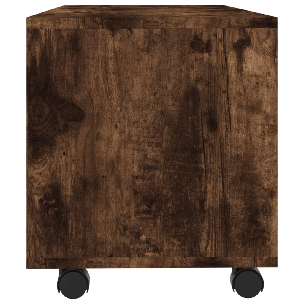 vidaXL Szafka pod TV, na kółkach, przydymiony dąb, 90x35x35 cm