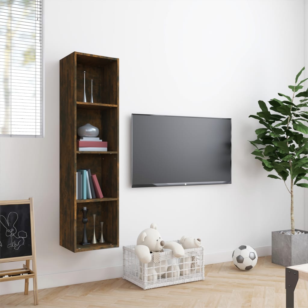 vidaXL Regał na książki/szafka RTV, przydymiony dąb, 143x30x36 cm
