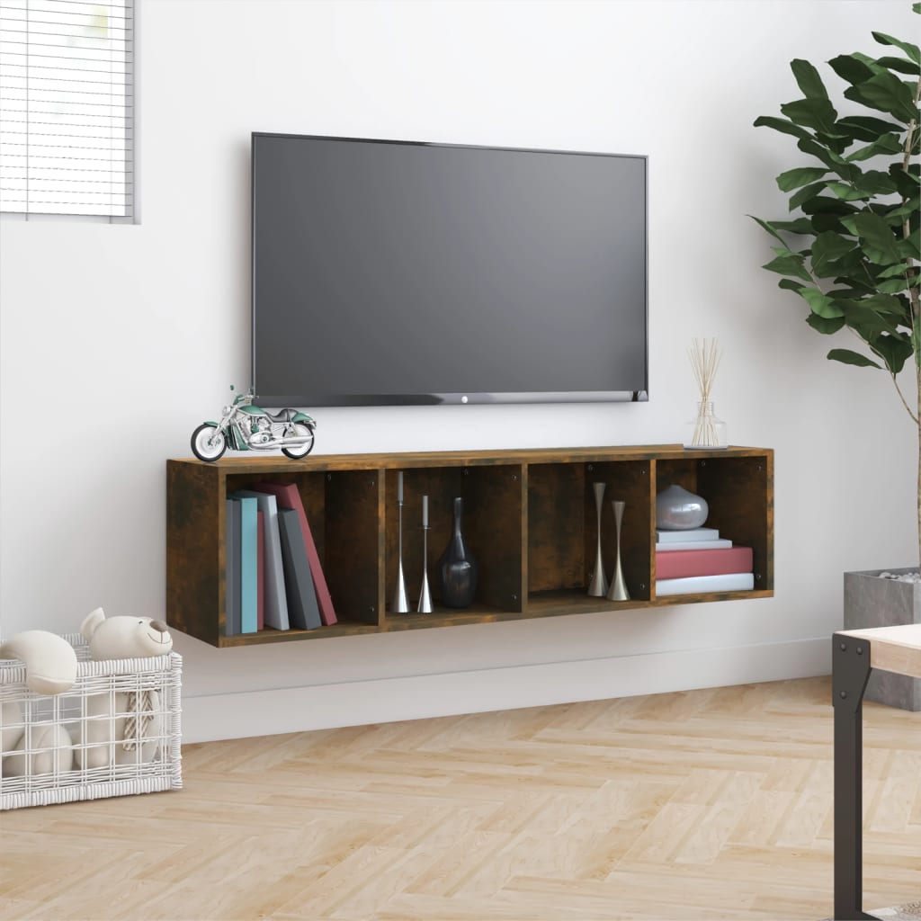 vidaXL Regał na książki/szafka RTV, przydymiony dąb, 143x30x36 cm