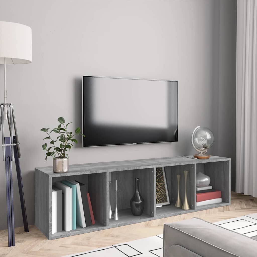 vidaXL Regał na książki/szafka RTV, szary dąb sonoma, 143x30x36 cm