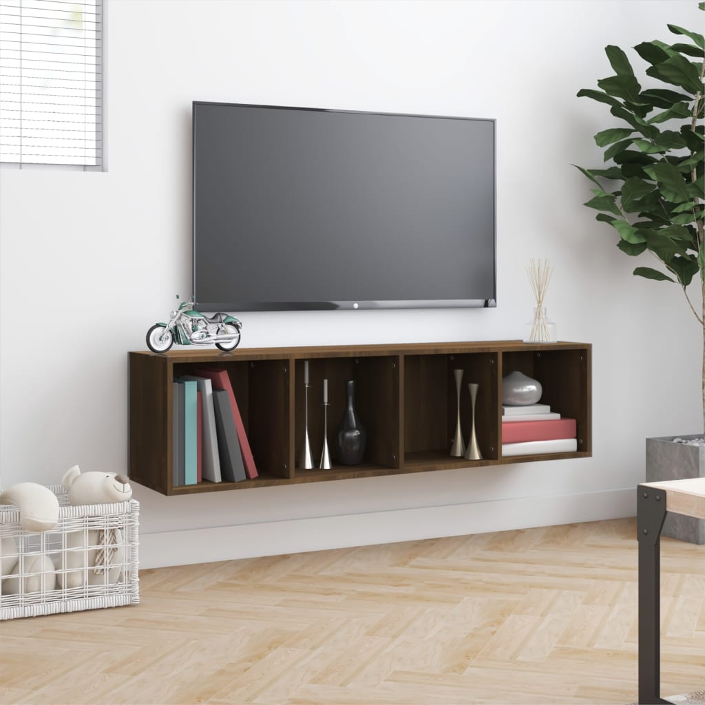 vidaXL Regał na książki/szafka RTV, brązowy dąb, 143x30x36 cm