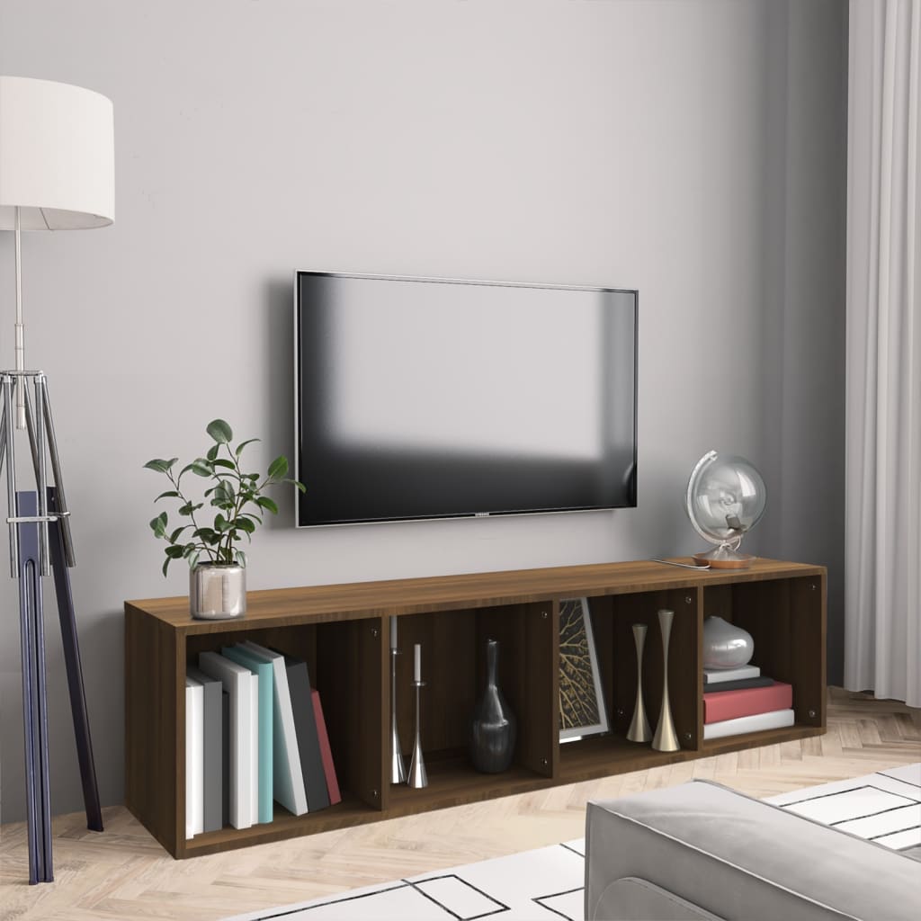 vidaXL Regał na książki/szafka RTV, brązowy dąb, 143x30x36 cm
