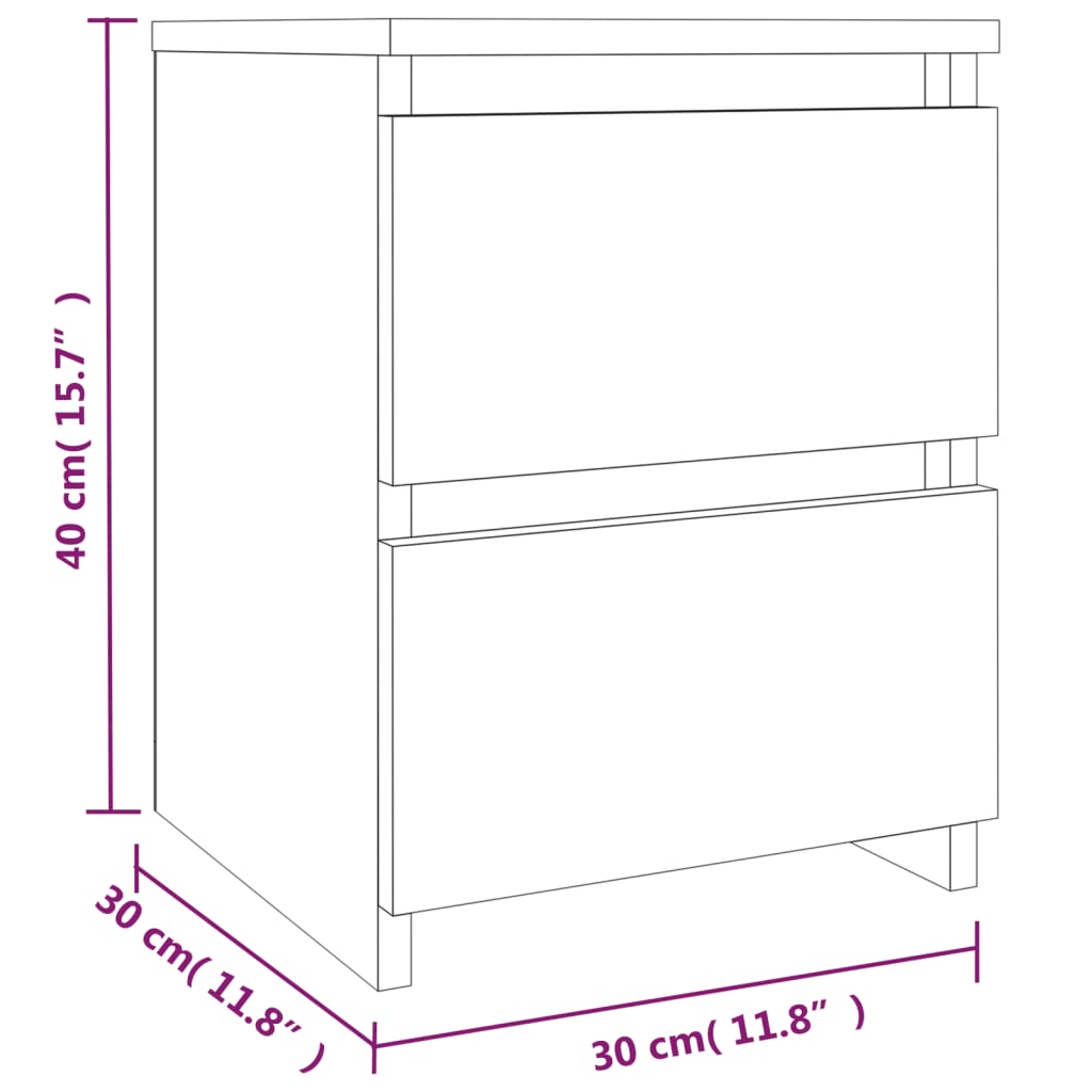 vidaXL Szafka nocna z dębu wędzoneg 30x30x40 cm Drewno konstrukcyjne