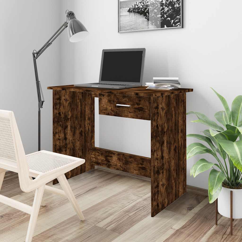 vidaXL Biurko, przydymiony dąb, 100x50x76 cm, materiał drewnopochodny
