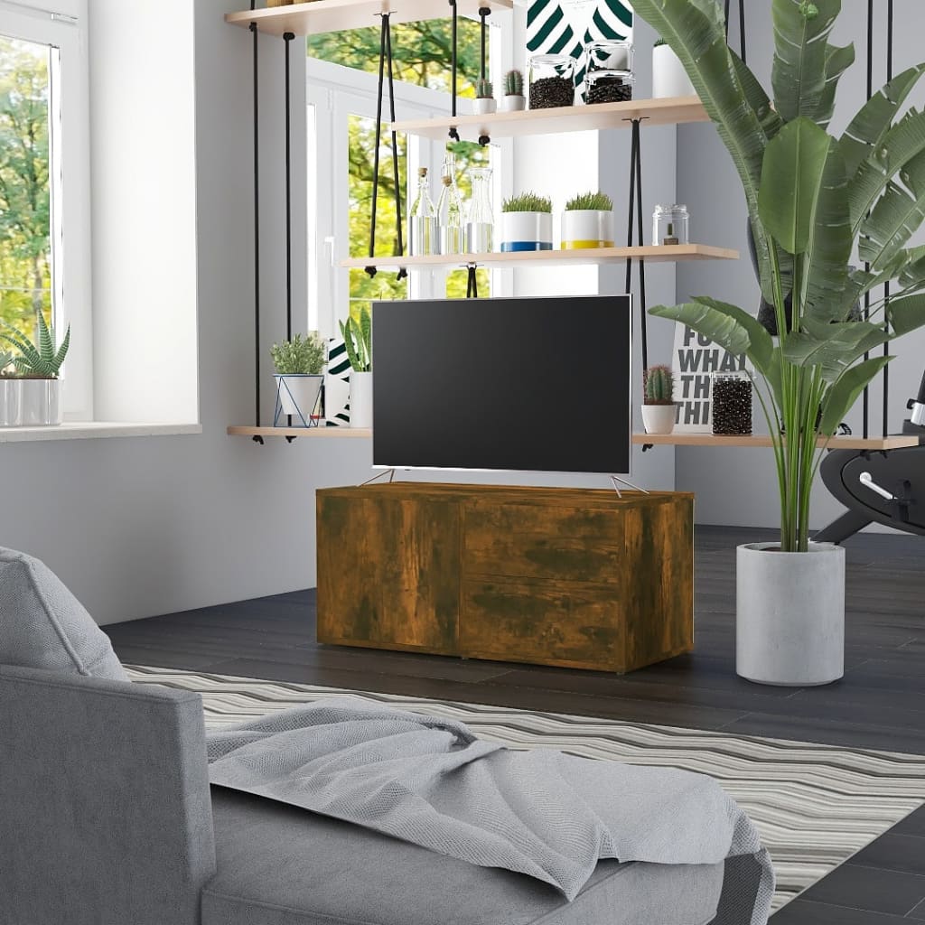 vidaXL Szafka pod telewizor, przydymiony dąb, 80x34x36 cm