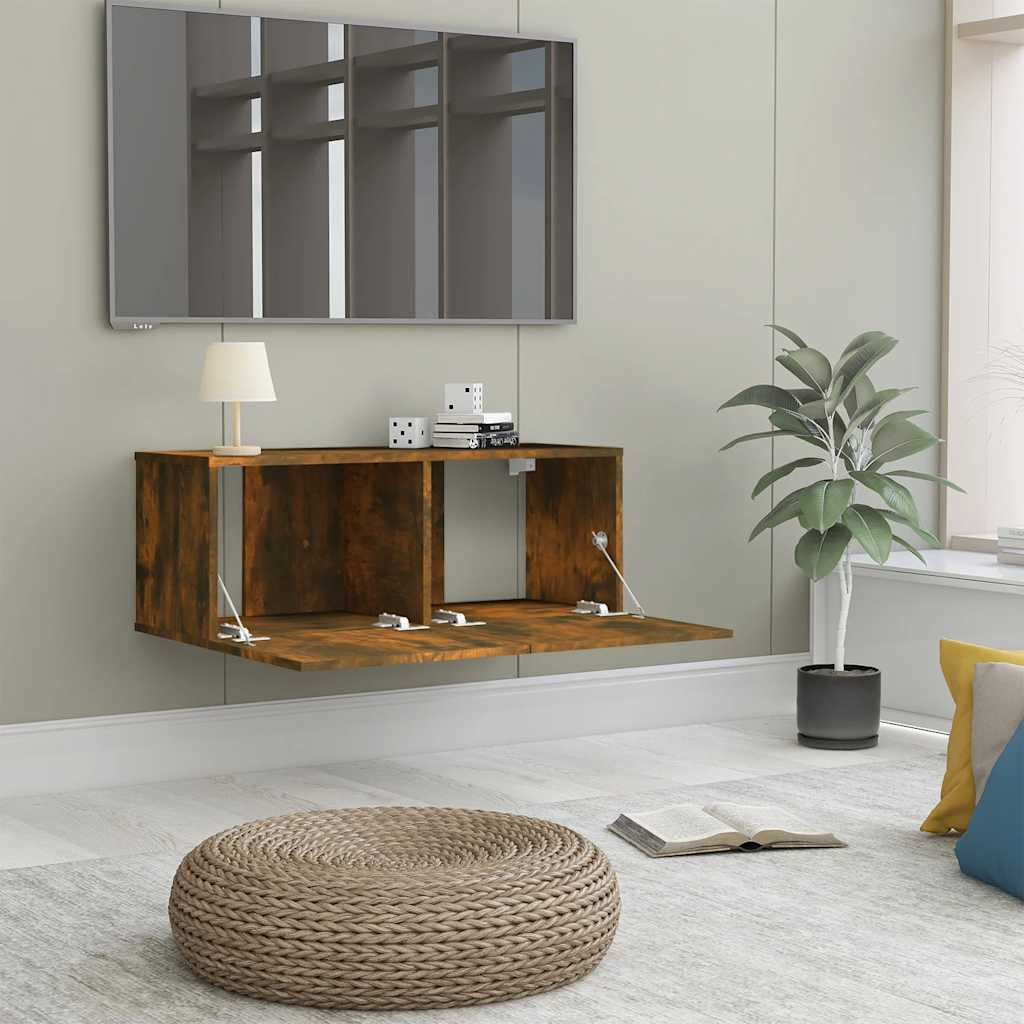vidaXL Ścienna szafka TV, przydymiony dąb, 80x30x30 cm