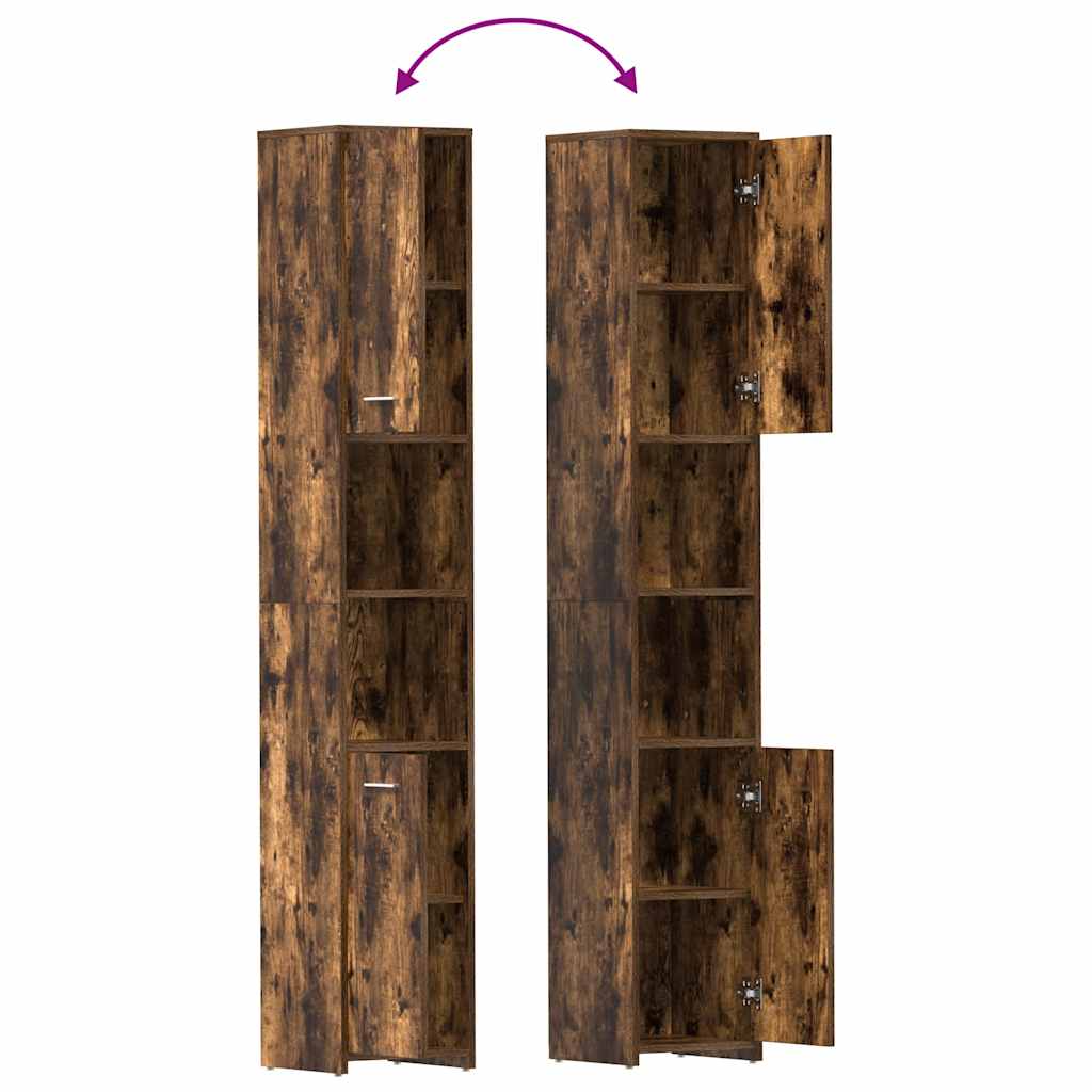 vidaXL Szafka łazienkowa, przydymiony dąb, 30x30x183,5 cm