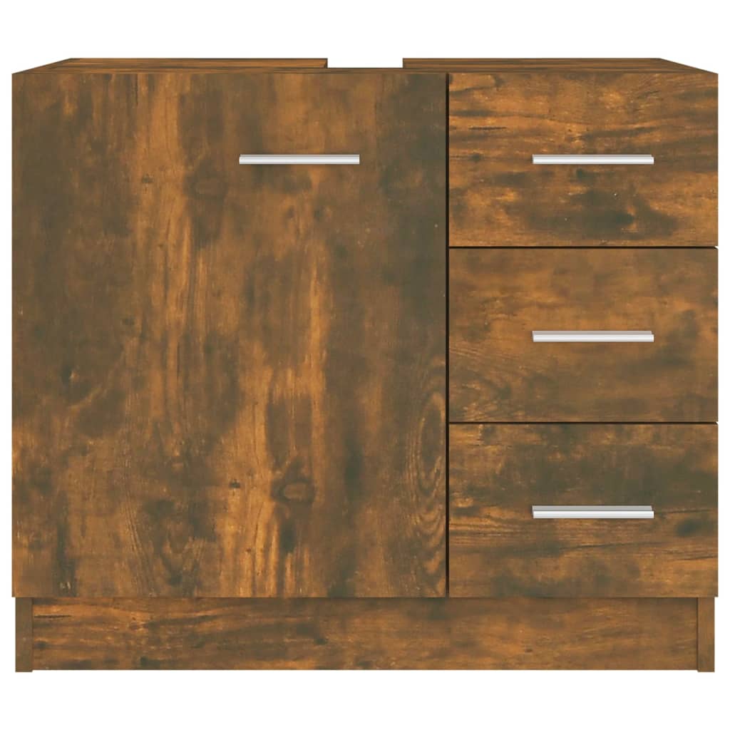 vidaXL Szafka pod umywalkę, przydymiony dąb, 63x30x54 cm