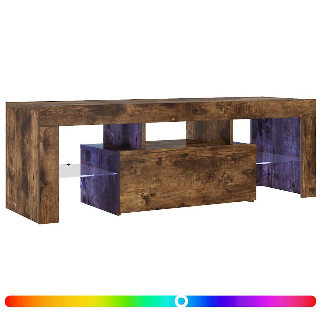 vidaXL Szafka pod TV z oświetleniem LED, przydymiony dąb, 120x35x40 cm