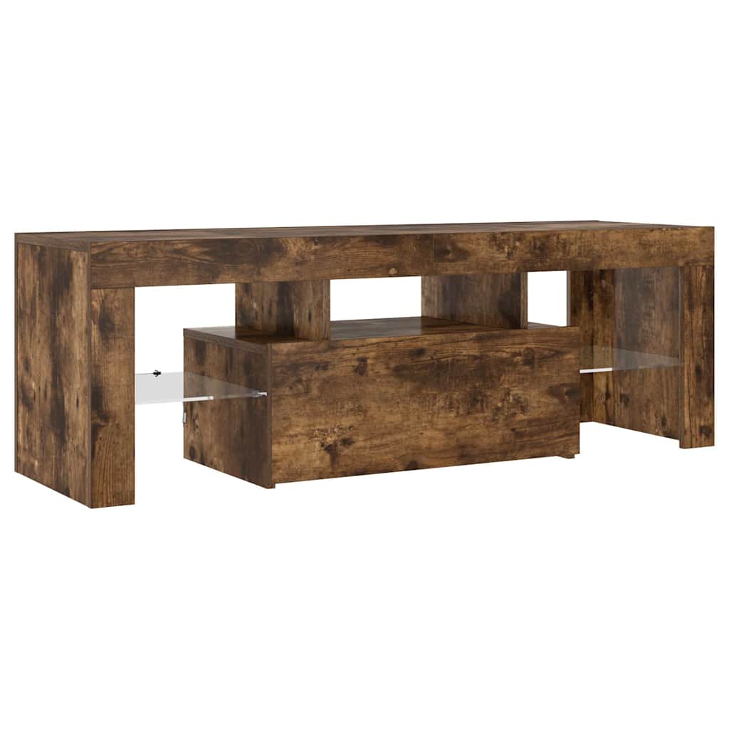 vidaXL Szafka pod TV z oświetleniem LED, przydymiony dąb, 120x35x40 cm