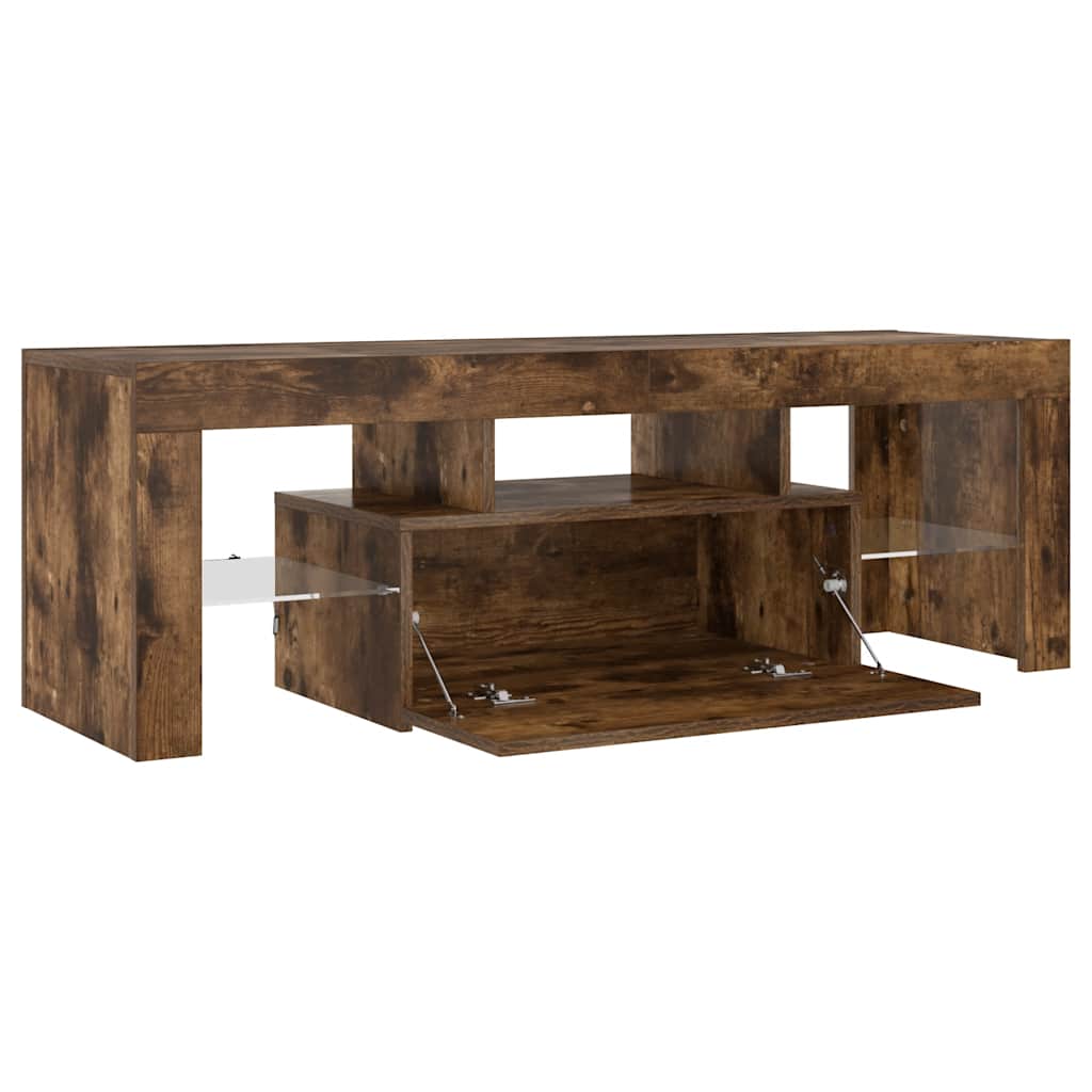vidaXL Szafka pod TV z oświetleniem LED, przydymiony dąb, 120x35x40 cm