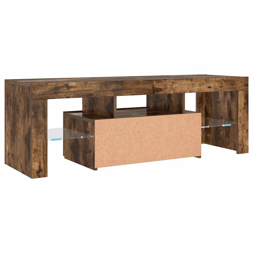 vidaXL Szafka pod TV z oświetleniem LED, przydymiony dąb, 120x35x40 cm