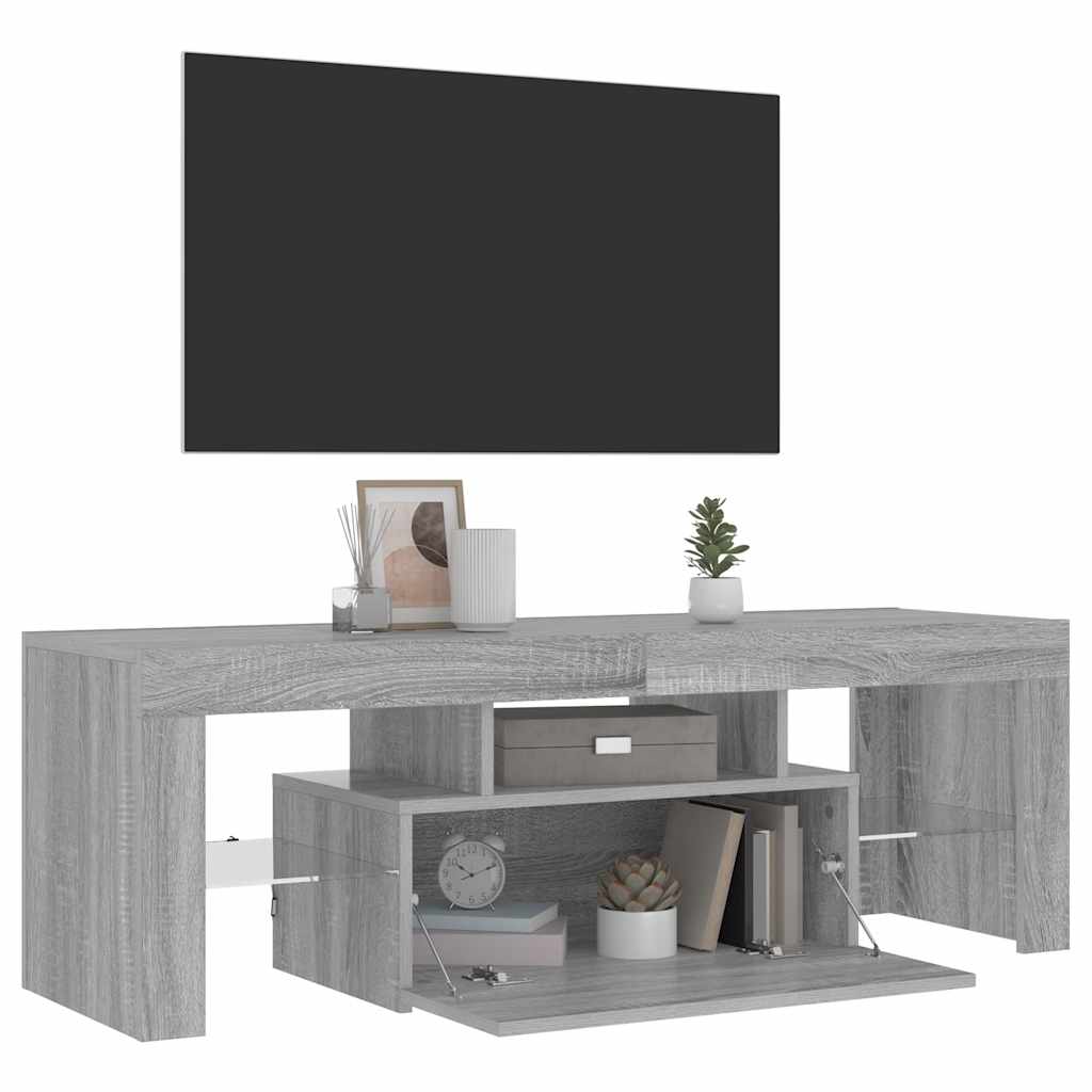vidaXL Szafka pod TV z LED, szary dąb sonoma, 120x35x40 cm