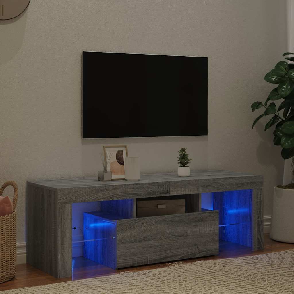 vidaXL Szafka pod TV z LED, szary dąb sonoma, 120x35x40 cm