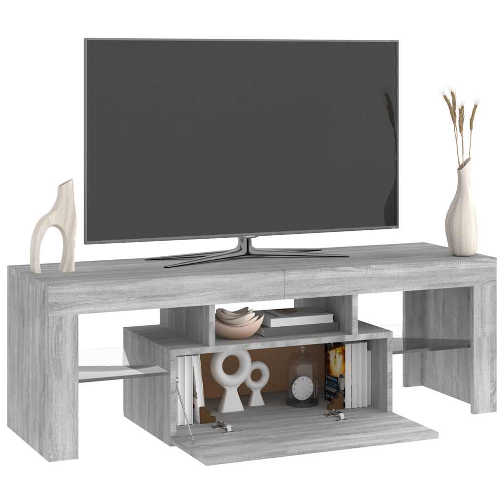 vidaXL Szafka pod TV z LED, szary dąb sonoma, 120x35x40 cm