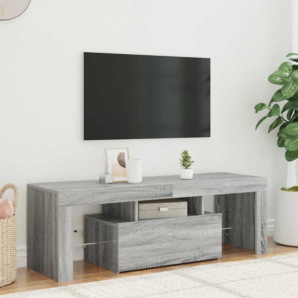 vidaXL Szafka pod TV z LED, szary dąb sonoma, 120x35x40 cm