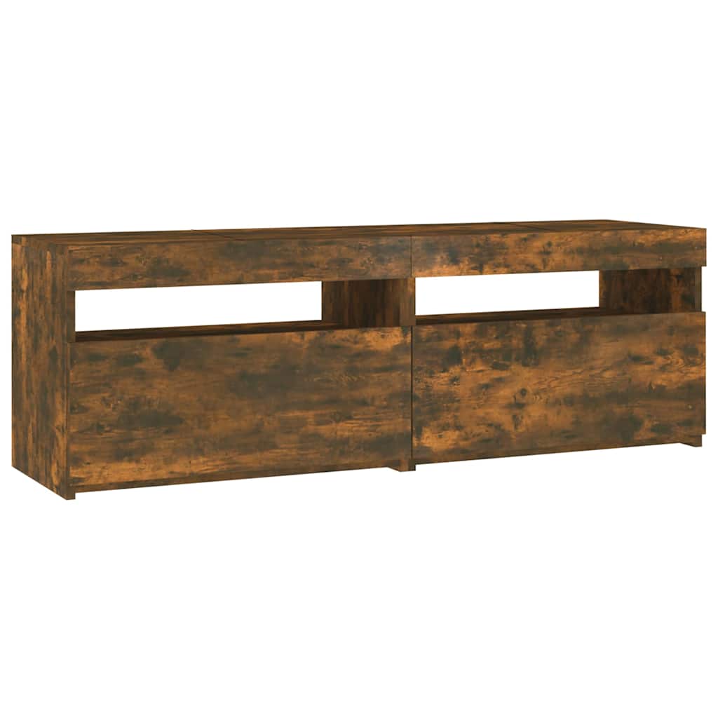 vidaXL Szafka pod TV z oświetleniem LED, przydymiony dąb, 120x35x40 cm