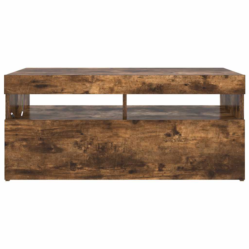 vidaXL Szafka pod TV z oświetleniem LED, przydymiony dąb, 90x35x40 cm