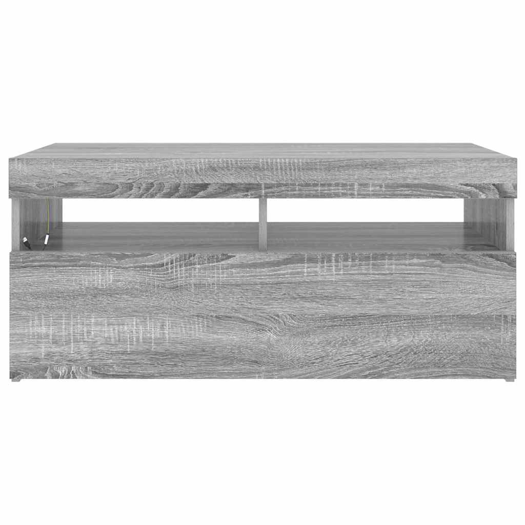 vidaXL Szafka pod TV z oświetleniem LED, szary dąb sonoma, 90x35x40 cm