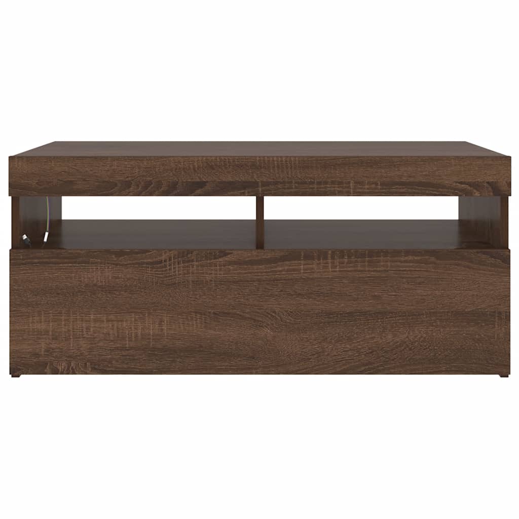 vidaXL Szafka pod TV z oświetleniem LED, brązowy dąb, 90x35x40 cm