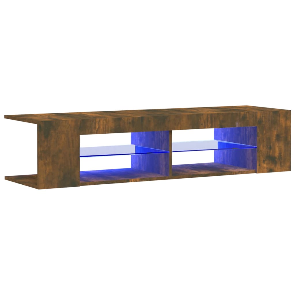 vidaXL Szafka TV z oświetleniem LED, przydymiony dąb, 135x39x30 cm