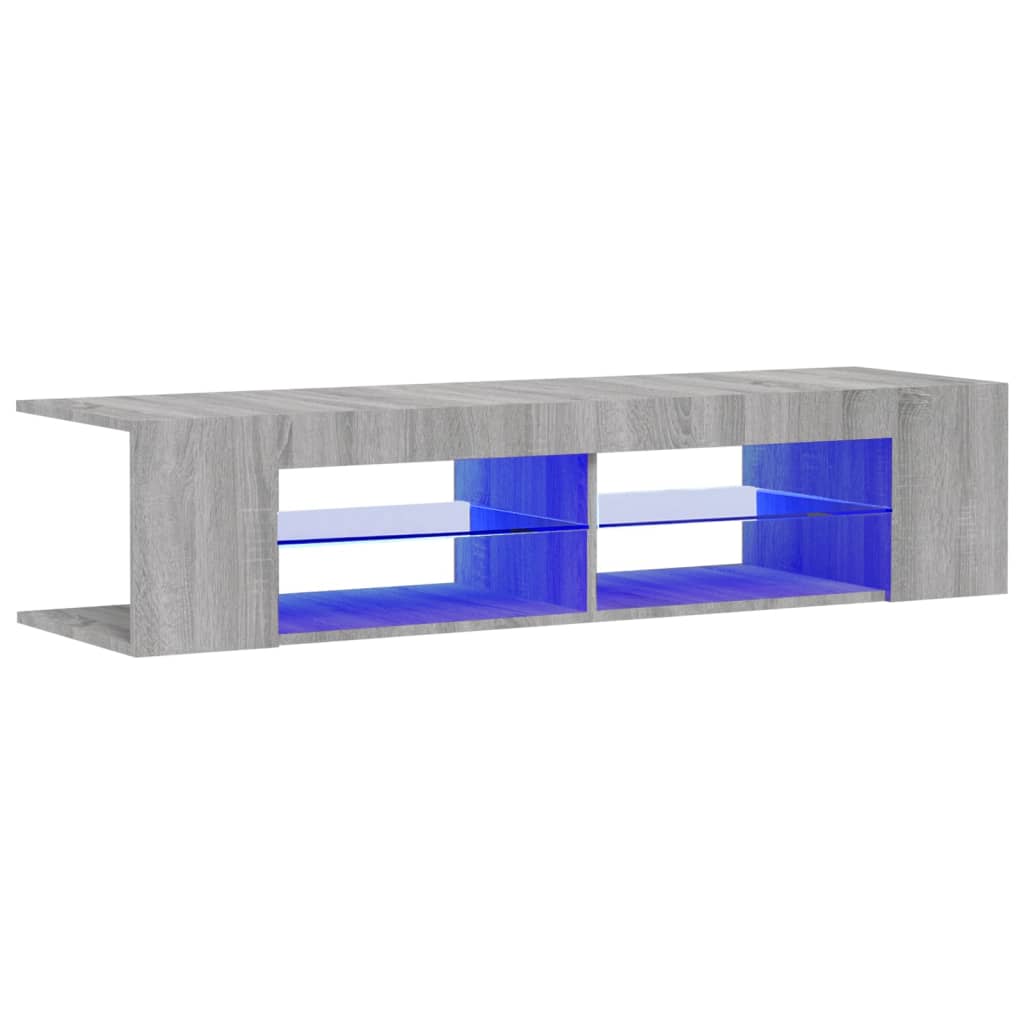 vidaXL Szafka TV z oświetleniem LED, szary dąb sonoma, 135x39x30 cm