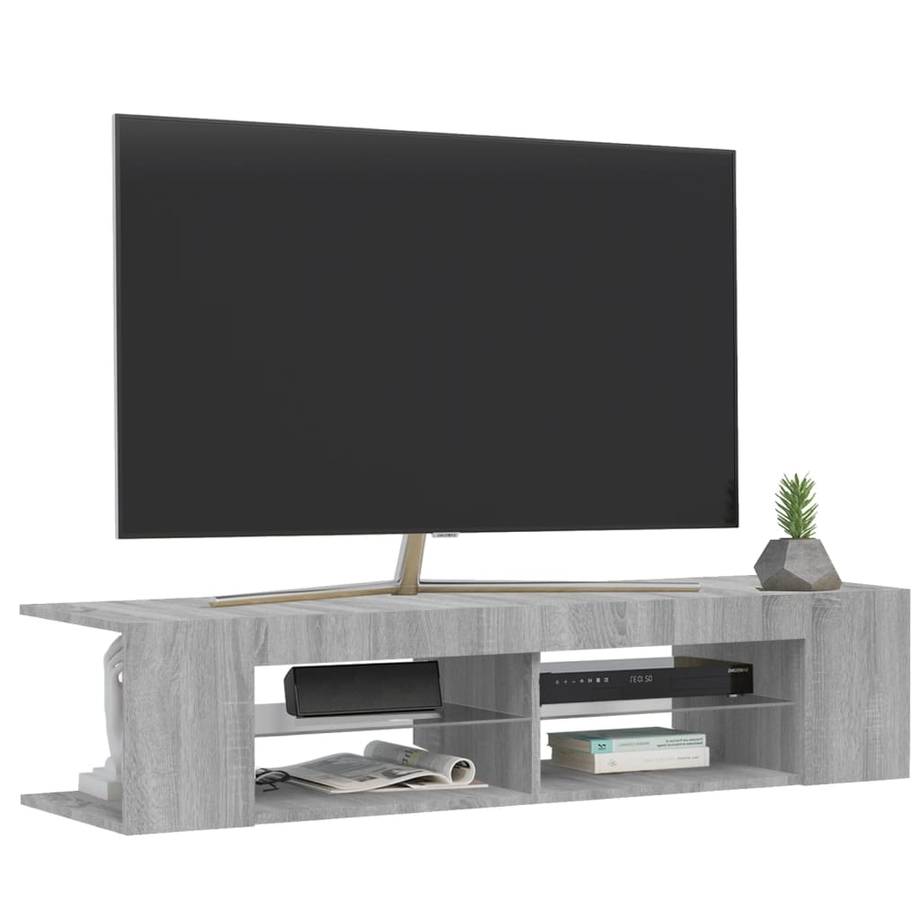 vidaXL Szafka TV z oświetleniem LED, szary dąb sonoma, 135x39x30 cm