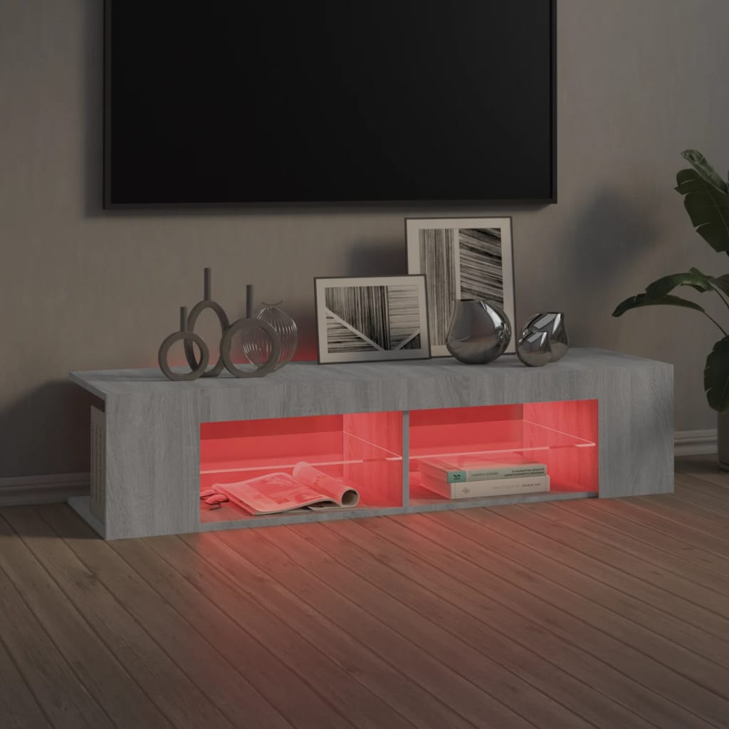 vidaXL Szafka TV z oświetleniem LED, szary dąb sonoma, 135x39x30 cm