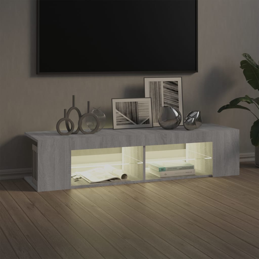 vidaXL Szafka TV z oświetleniem LED, szary dąb sonoma, 135x39x30 cm