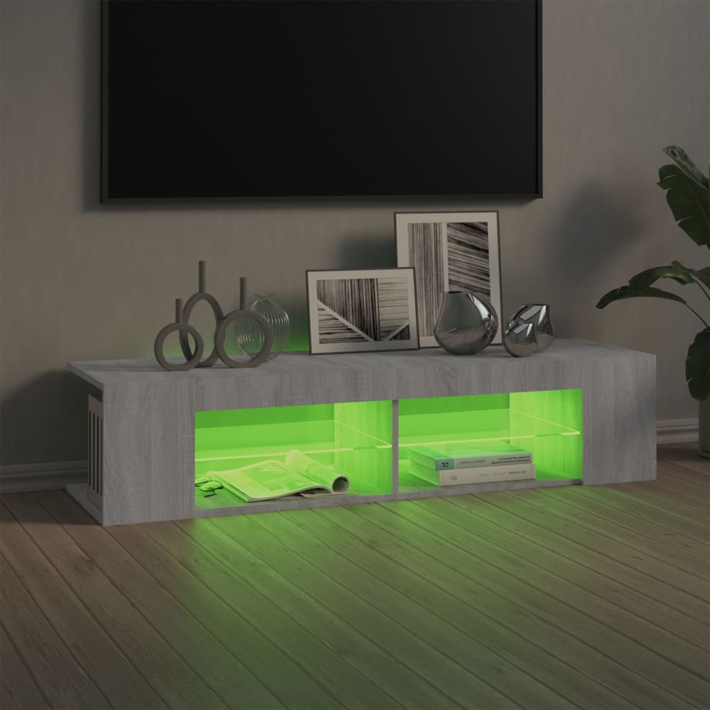 vidaXL Szafka TV z oświetleniem LED, szary dąb sonoma, 135x39x30 cm